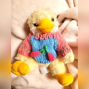 Vintage 1997 Chrisha Creations Playful Plush Duck w/ Sweater